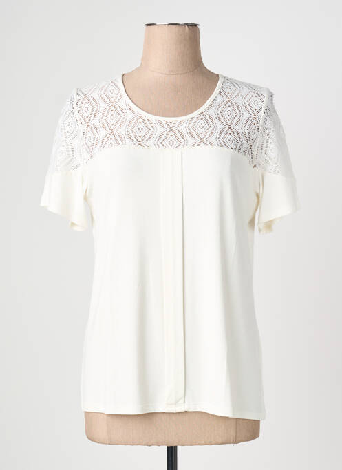 Tricou croială dreaptă mâneci scurte alb GEVANA femme