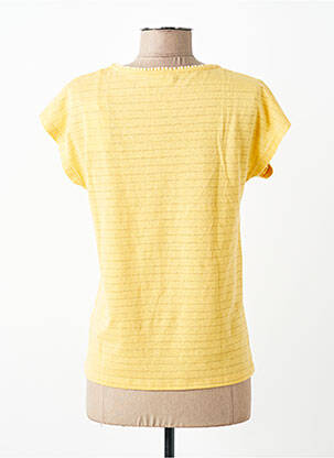 Tricou guler în v mâneci scurte galben C'EST BEAU LA VIE femeie