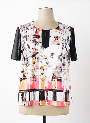 Tricou imprimeu fantezie mâneci scurte negru PLURIELLES femeie