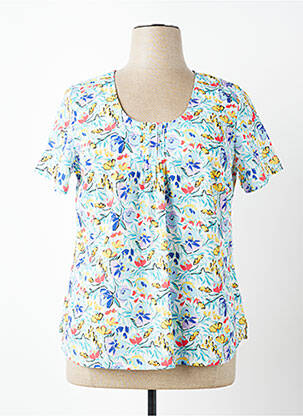 Tricou imprimeu fantezie mâneci scurte albastru PLURIELLES femeie