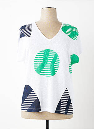 Tricou imprimeu fantezie mâneci scurte alb MARBLE femeie