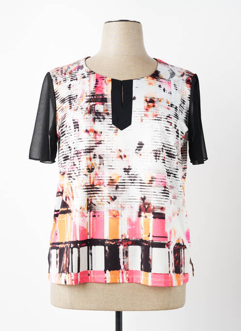 Tricou imprimeu fantezie mâneci scurte negru PLURIELLES femme