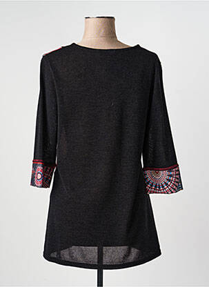Pulover croială dreaptă mâneci 3/4 negru PLURIELLES femeie