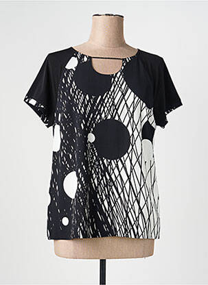 Tricou imprimeu fantezie mâneci scurte negru TELMAIL femeie