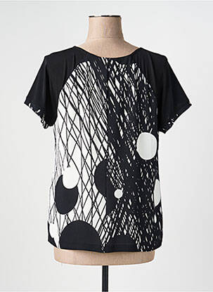 Tricou imprimeu fantezie mâneci scurte negru TELMAIL femeie