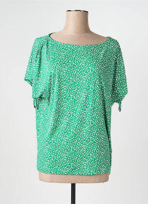 Tricou croială dreaptă mâneci scurte verde MARBLE femeie