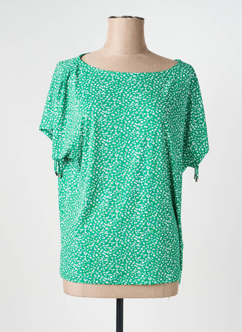 Tricou croială dreaptă mâneci scurte verde MARBLE femme