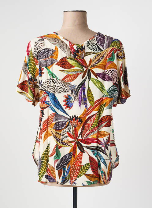 Tricou imprimeu fantezie mâneci scurte alb GEVANA femme