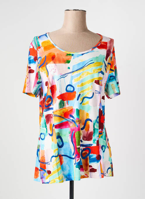 Tricou imprimeu fantezie mâneci scurte albastru FRANCE RIVOIRE femme