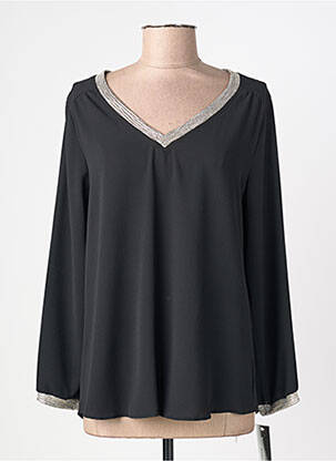 Top croială fluidă mâneci lungi negru CHARMING GIRL femeie
