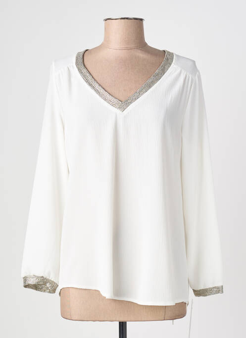 Top croială fluidă mâneci lungi alb CHARMING GIRL femme
