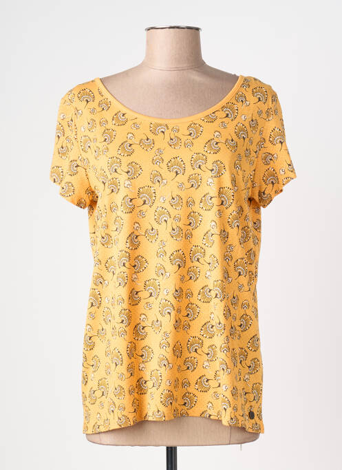 Tricou imprimeu fantezie mâneci scurte galben C'EST BEAU LA VIE femme