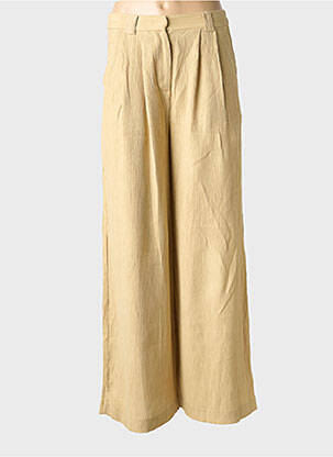 Pantalon larg țesătură crep mărime normală bej SEE U SOON femeie