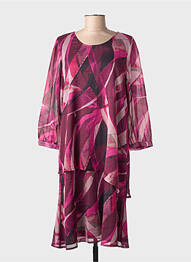 Rochie midi imprimeu fantezie mâneci lungi violet SIGNATURE femme