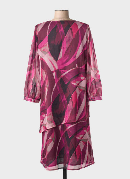 Rochie midi imprimeu fantezie mâneci lungi violet SIGNATURE femme