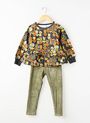 Set pantaloni mâneci lungi verde BOBOLI fată