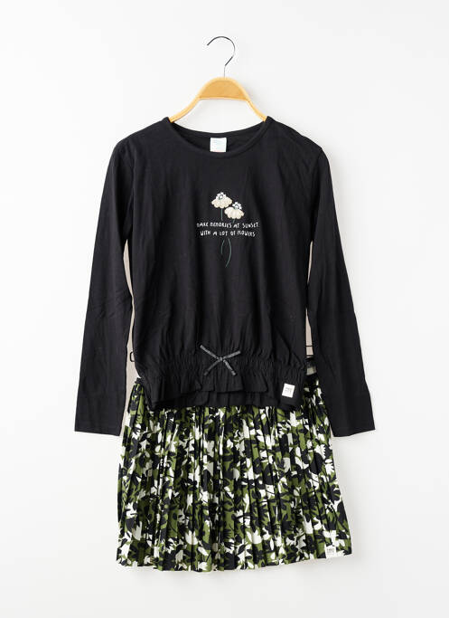 Set fustă mâneci lungi negru BOBOLI fille