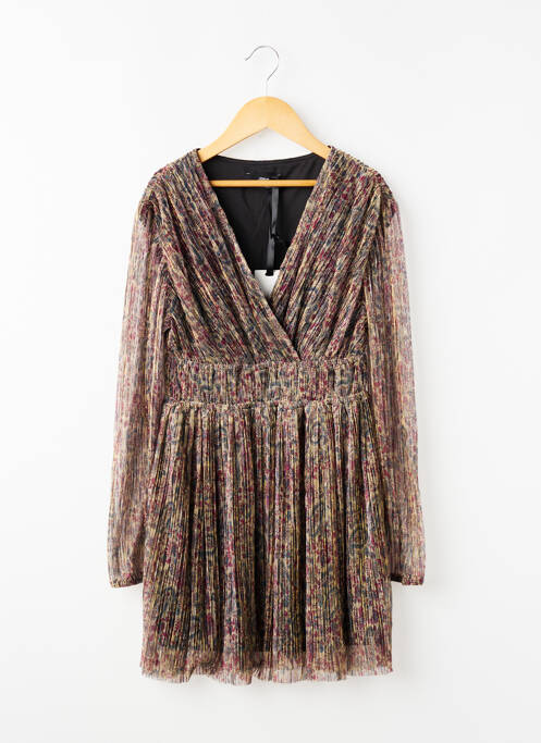 Rochie scurtă imprimeu fantezie mâneci lungi maro LE TEMPS DES CERISES fille