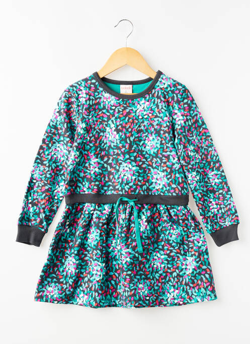 Rochie scurtă imprimeu fantezie mâneci lungi verde BOBOLI fille