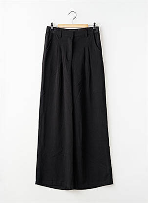 Pantalon larg închidere cu fermoar sub clapetă cu cârlig talie elastică negru LE TEMPS DES CERISES fată