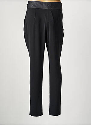 Pantalon slim țesătură poplin mărime normală negru LAUREN VIDAL femeie