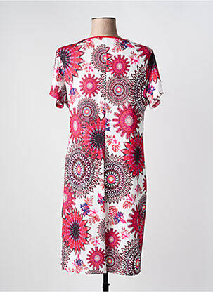 Rochie midi imprimeu floral mâneci scurte roz JUMFIL femeie