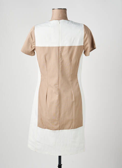 Rochie midi imprimeu fantezie mâneci scurte bej JUMFIL femme