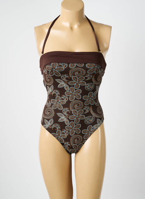 Costum de baie dintr-o singură piesă imprimeu fantezie top bentiță maro REGLISSE femme