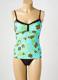 Tankini sutien balconet cu decolteu înalt albastru REGLISSE femeie