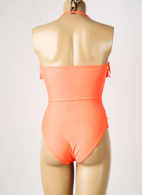 Costum de baie dintr-o singură piesă bretele elastice detașabile sutien balconet cu decolteu înalt portocaliu REGLISSE femme