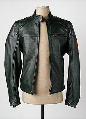 Geacă din piele buzunare verde BELSTAFF bărbat