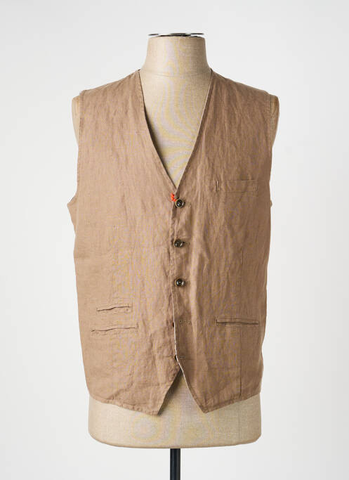 Vestă fără mâneci croială cambrată maro MAISON WOOLIES homme