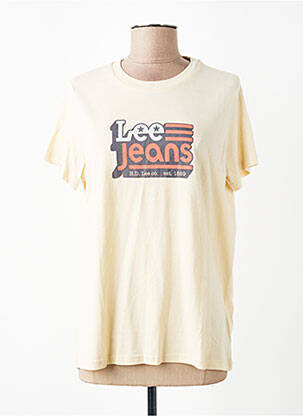Tricou serigrafie flockată mâneci scurte bej LEE COOPER femeie