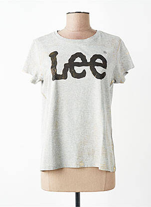 Tricou serigrafie flockată mâneci scurte gri LEE femeie