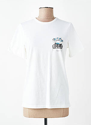Tricou serigrafie flockată mâneci scurte alb FRUIT OF THE LOOM femeie