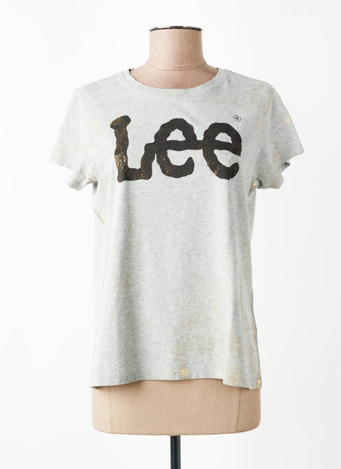 Tricou serigrafie flockată mâneci scurte gri LEE femme