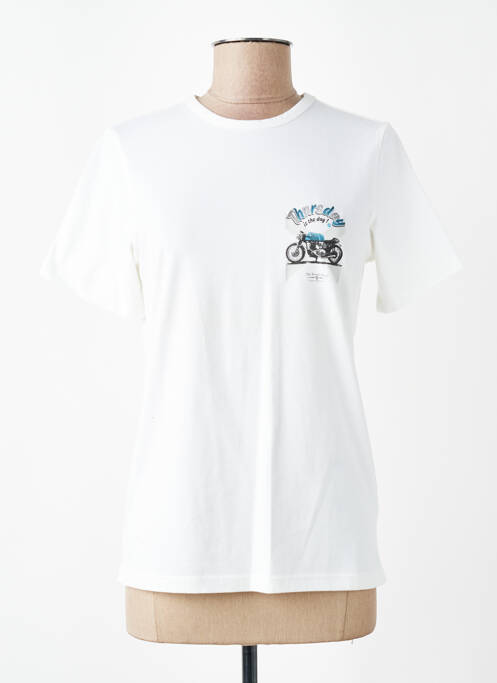 Tricou serigrafie flockată mâneci scurte alb FRUIT OF THE LOOM femme