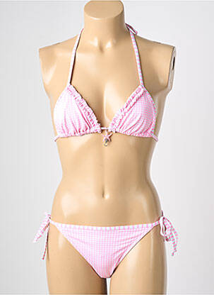 Costum de baie din două piese elasticitate top triunghiuri roz REGLISSE femeie