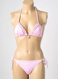 Costum de baie din două piese elasticitate top triunghiuri roz REGLISSE femme