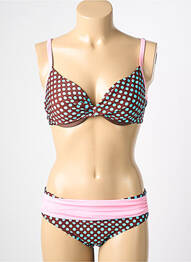 Costum de baie din două piese elasticitate sutien cupe întregi cu decolteu înalt maro REGLISSE femme