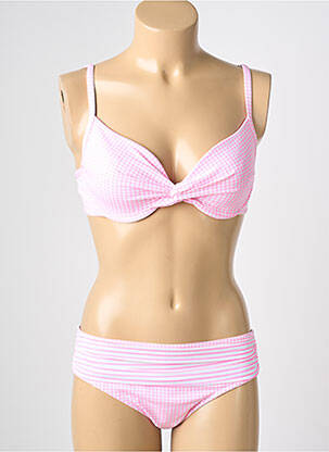 Costum de baie din două piese elasticitate sutien cupe întregi cu decolteu înalt roz REGLISSE femme