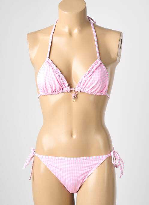 Costum de baie din două piese elasticitate top triunghiuri roz REGLISSE femme