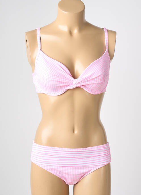 Costum de baie din două piese elasticitate sutien cupe întregi cu decolteu înalt roz REGLISSE femme