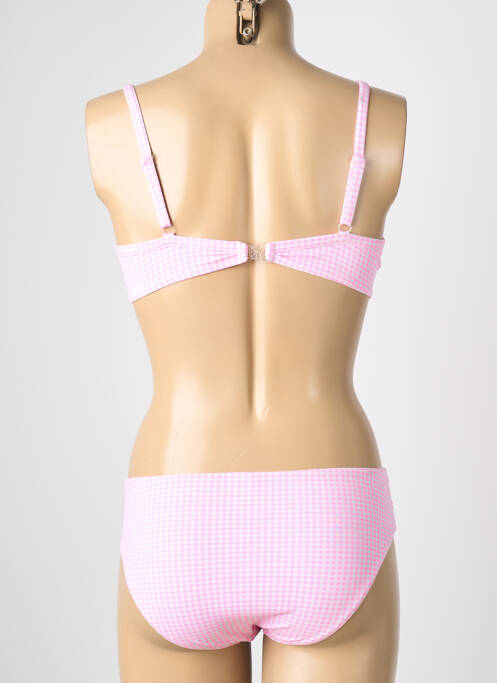 Costum de baie din două piese elasticitate sutien cupe întregi cu decolteu înalt roz REGLISSE femme