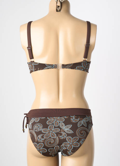 Costum de baie din două piese elasticitate sutien cupe întregi cu decolteu înalt maro REGLISSE femme