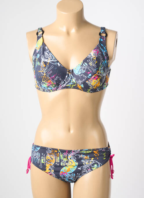 Costum de baie din două piese elasticitate sutien cupe întregi cu decolteu înalt albastru REGLISSE femme