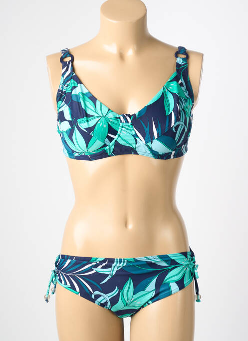 Costum de baie din două piese elasticitate sutien cupe întregi cu decolteu înalt verde REGLISSE femme