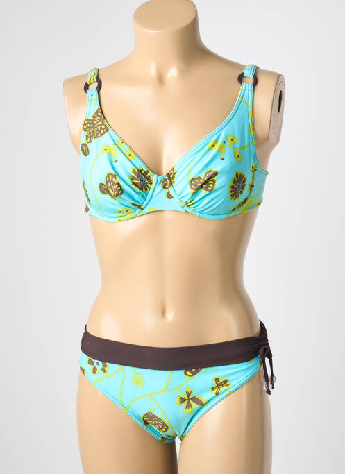 Costum de baie din două piese elasticitate sutien cupe întregi cu decolteu înalt albastru REGLISSE femme