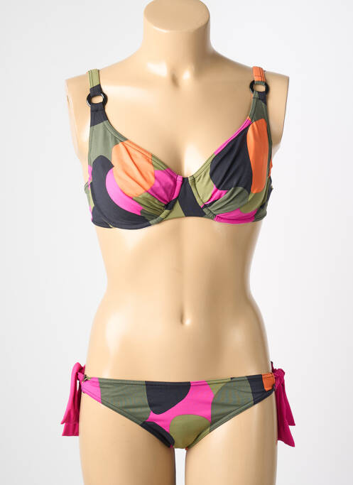 Costum de baie din două piese elasticitate sutien cupe întregi cu decolteu înalt verde REGLISSE femme