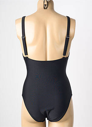 Costum de baie dintr-o singură piesă efect material satinat sutien balconet cu decolteu înalt negru REGLISSE femeie